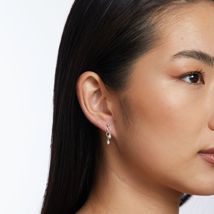 Peta Freshwater Pearl Earrings - Silver