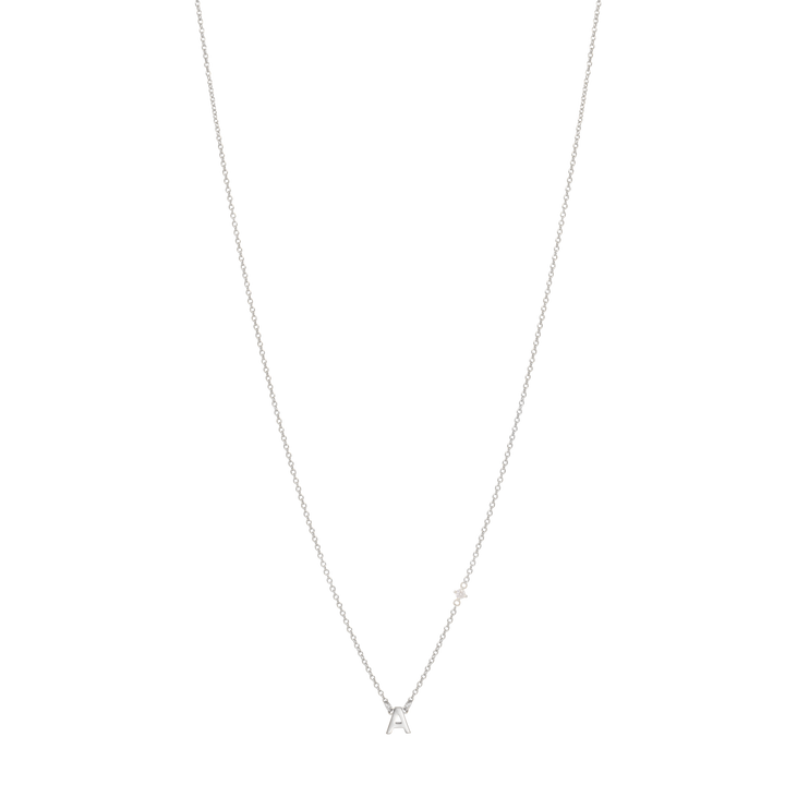 Initial Necklace with Birthstone - Silver