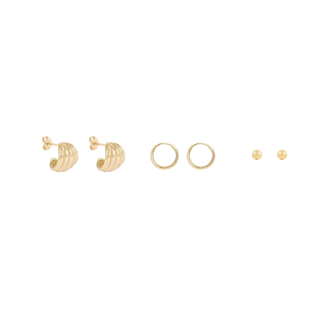 Isabella Trio Earring Stack  - Gold