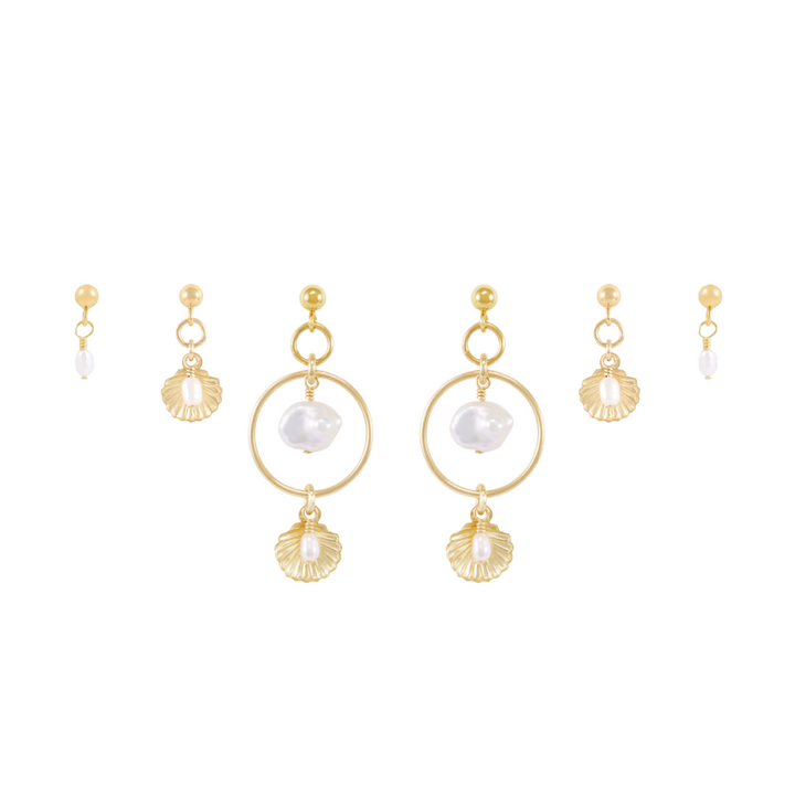 Ocean Trio Earring Stack  - Gold